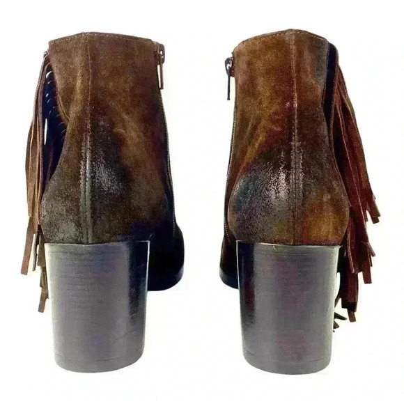 Vince Camuto Brown Suede Fringe Ankle Bootie, Size 8, Boho Western Cowgirl Style - Picture 8 of 17